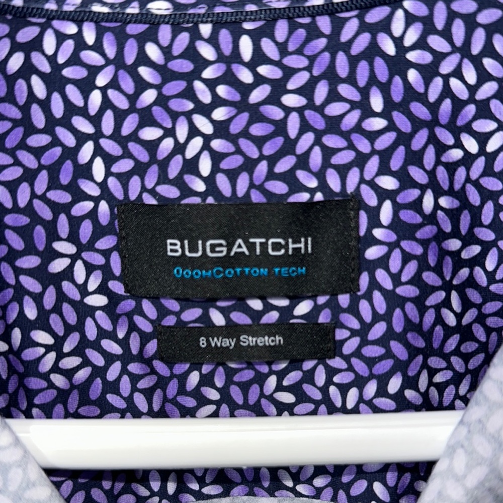Bugatchi Blue/Purple Patterned Men's Shirt Size XL - Picture 3 of 6